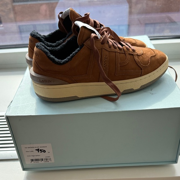Lanvin Men's Tan Sneakers with Black Accents